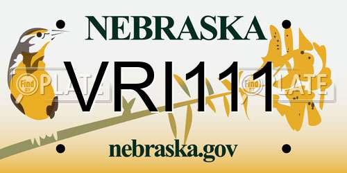 VRI111 Nebraska License Plate