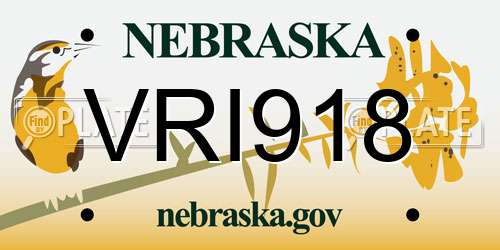 VRI918 Nebraska License Plate