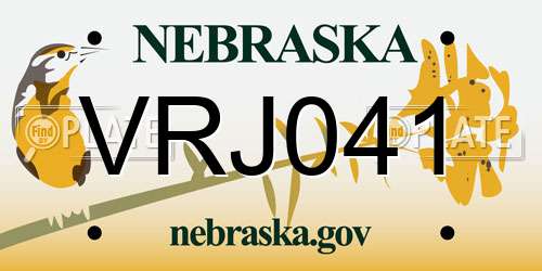 VRJ041 Nebraska License Plate