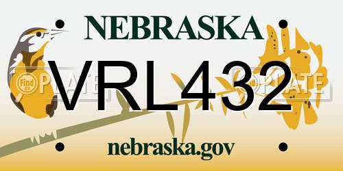 VRL432 Nebraska License Plate