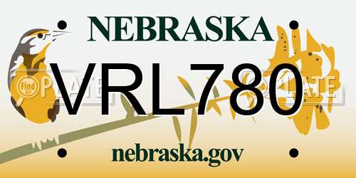 VRL780 Nebraska License Plate