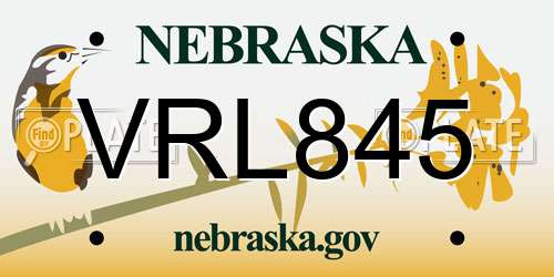 VRL845 Nebraska License Plate