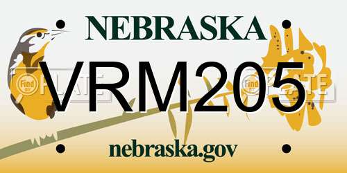 VRM205 Nebraska License Plate
