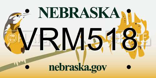 VRM518 Nebraska License Plate