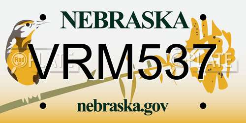 VRM537 Nebraska License Plate