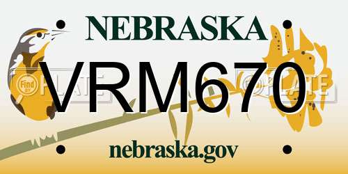 VRM670 Nebraska License Plate