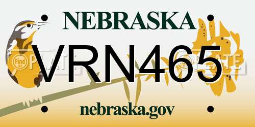 VRN465 Nebraska License Plate