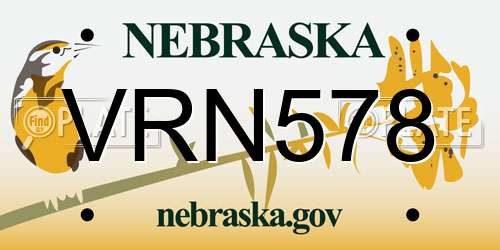 VRN578 Nebraska License Plate