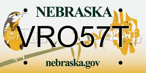 VRO57T Nebraska License Plate