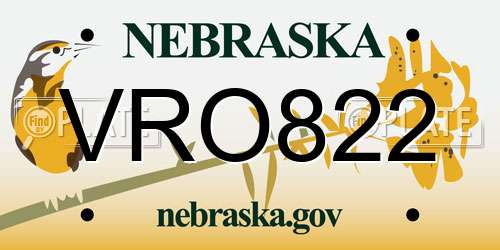 VRO822 Nebraska License Plate