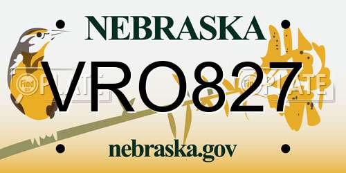 VRO827 Nebraska License Plate