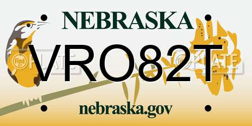 VRO82T Nebraska License Plate