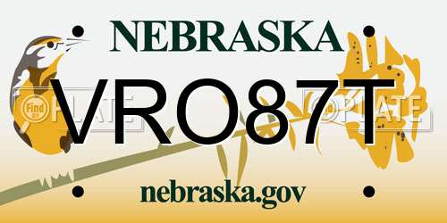 VRO87T Nebraska License Plate