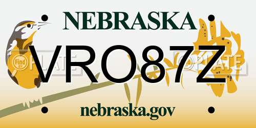 VRO87Z Nebraska License Plate