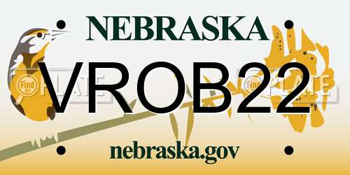 VROB22 Nebraska License Plate