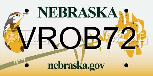 VROB72 Nebraska License Plate