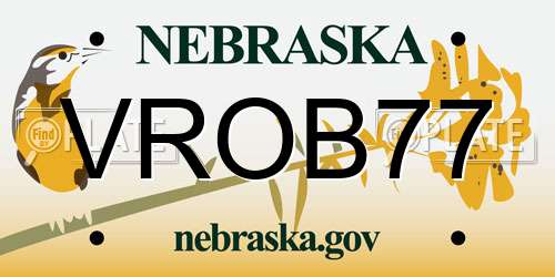 VROB77 Nebraska License Plate