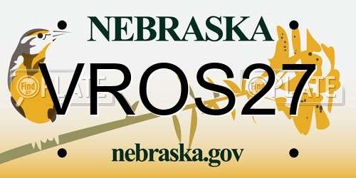 VROS27 Nebraska License Plate
