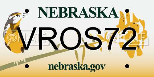 VROS72 Nebraska License Plate