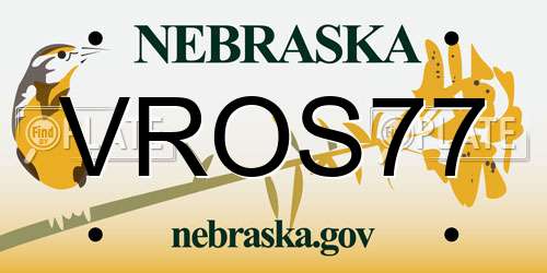 VROS77 Nebraska License Plate