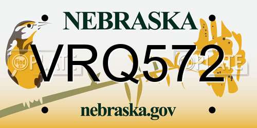 VRQ572 Nebraska License Plate