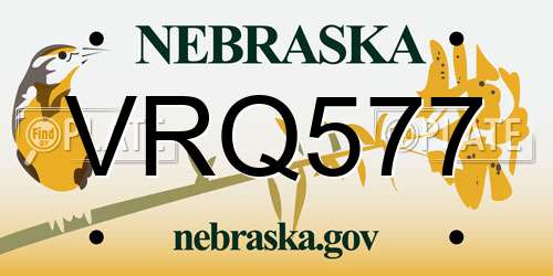 VRQ577 Nebraska License Plate