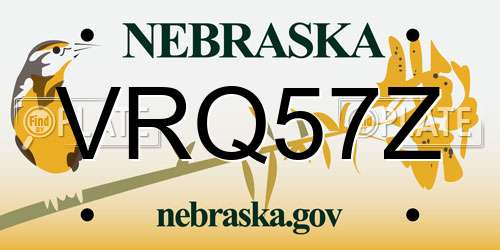 VRQ57Z Nebraska License Plate