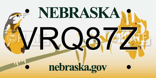 VRQ87Z Nebraska License Plate