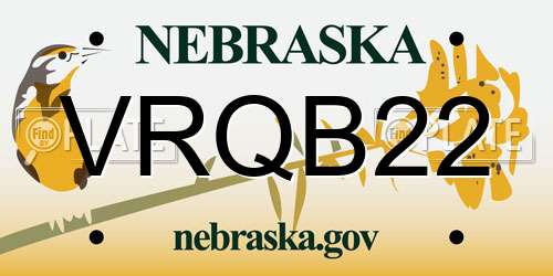 VRQB22 Nebraska License Plate