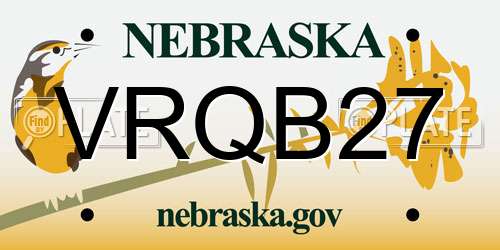 VRQB27 Nebraska License Plate