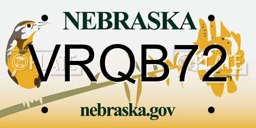 VRQB72 Nebraska License Plate