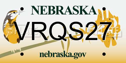VRQS27 Nebraska License Plate