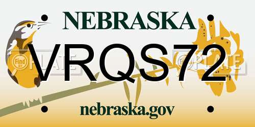 VRQS72 Nebraska License Plate