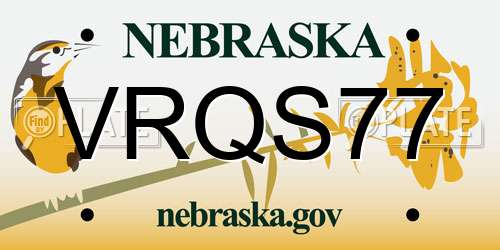 VRQS77 Nebraska License Plate