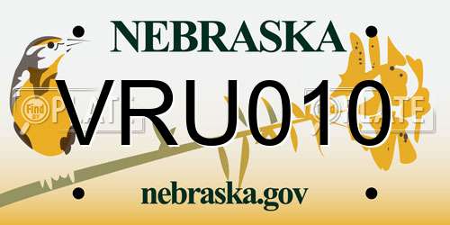 VRU010 Nebraska License Plate