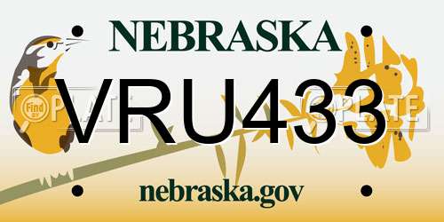 VRU433 Nebraska License Plate