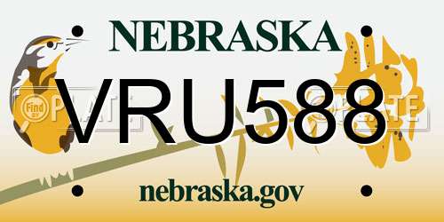VRU588 Nebraska License Plate