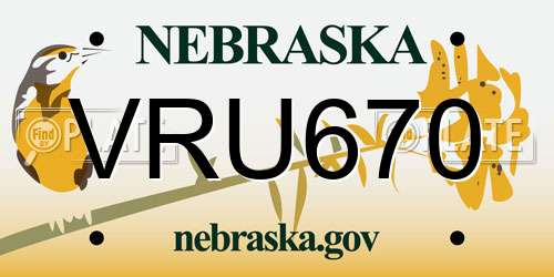 VRU670 Nebraska License Plate