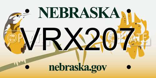 VRX207 Nebraska License Plate
