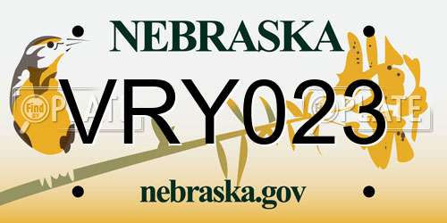 VRY023 Nebraska License Plate