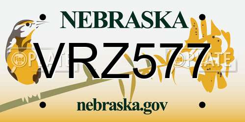 VRZ577 Nebraska License Plate