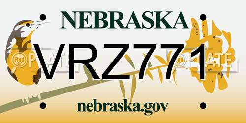 VRZ771 Nebraska License Plate