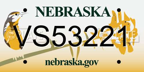 VS53221 Nebraska License Plate
