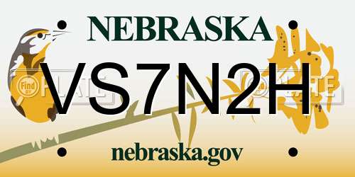 VS7N2H Nebraska License Plate