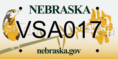VSA017 Nebraska License Plate