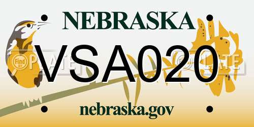 VSA020 Nebraska License Plate