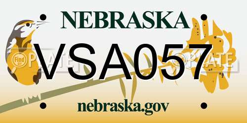 VSA057 Nebraska License Plate