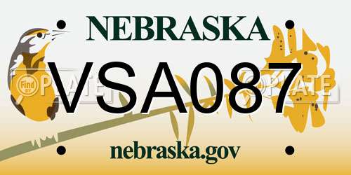VSA087 Nebraska License Plate