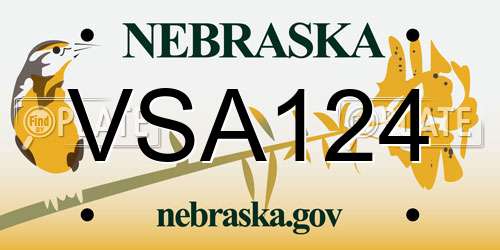 VSA124 Nebraska License Plate