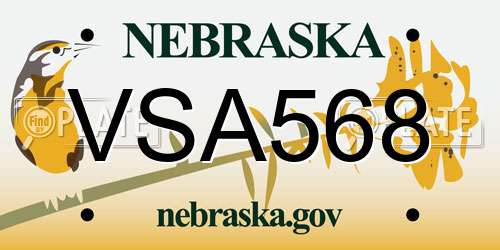 VSA568 Nebraska License Plate